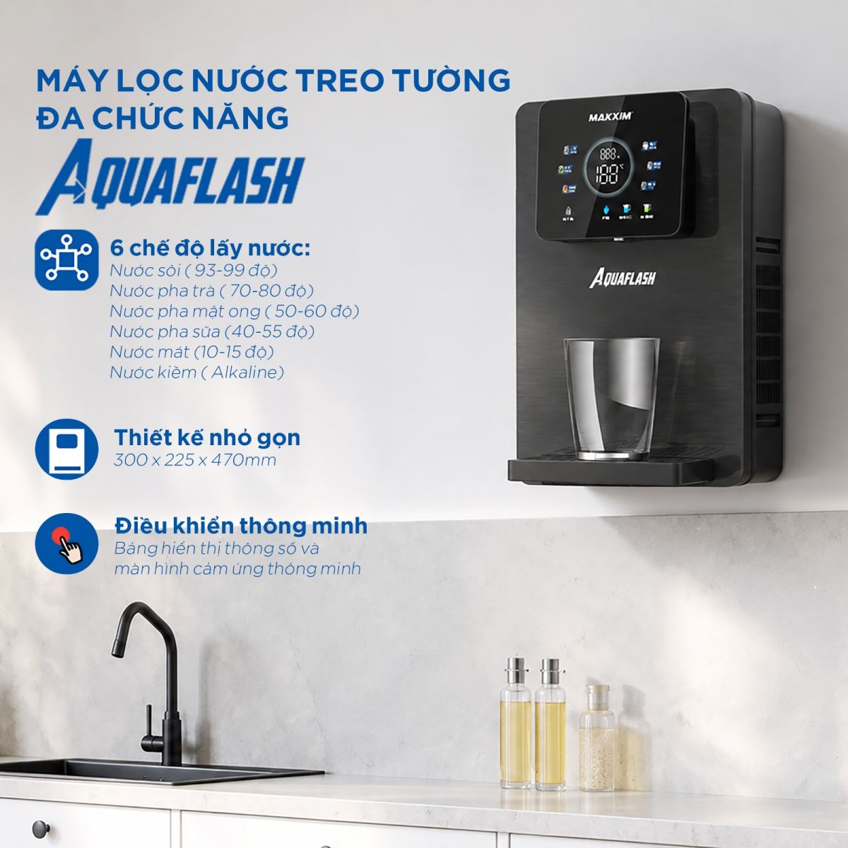 MÁY LÀM NÓNG LẠNH NƯỚC UỐNG TREO TƯỜNG, ĐỂ BÀN - MAKXIM AQUAFLASH