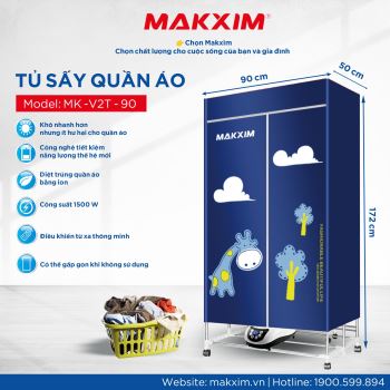 TỦ SẤY QUẦN ÁO THÔNG MINH MAKXIM MK - V2T - 90