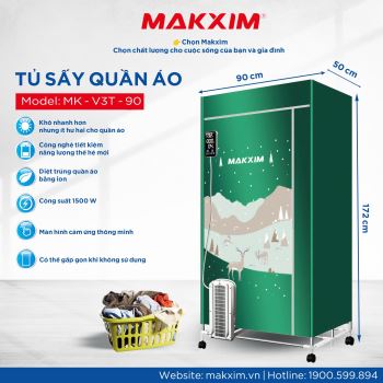 TỦ SẤY QUẦN ÁO THÔNG MINH MAKXIM MK - V3T - 90